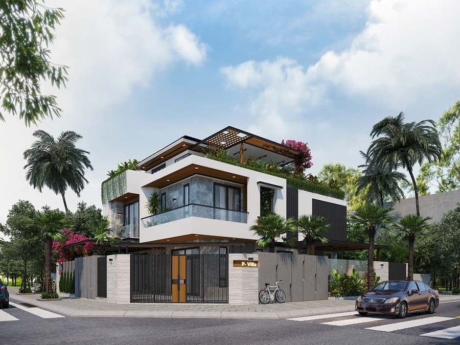 Mẫu nhà 3 tầng đẹp ở nông thôn 2 mặt tiền