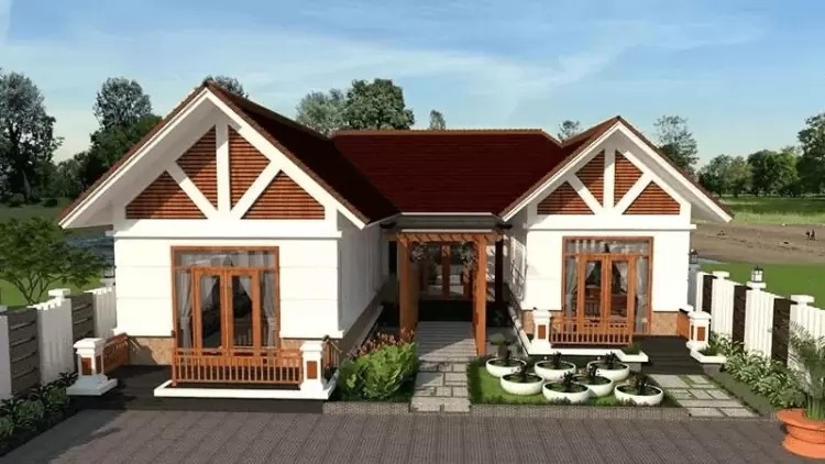 Mẫu nhà cấp 4 mái Thái đẹp với độ bền cao và thiết kế hài hòa