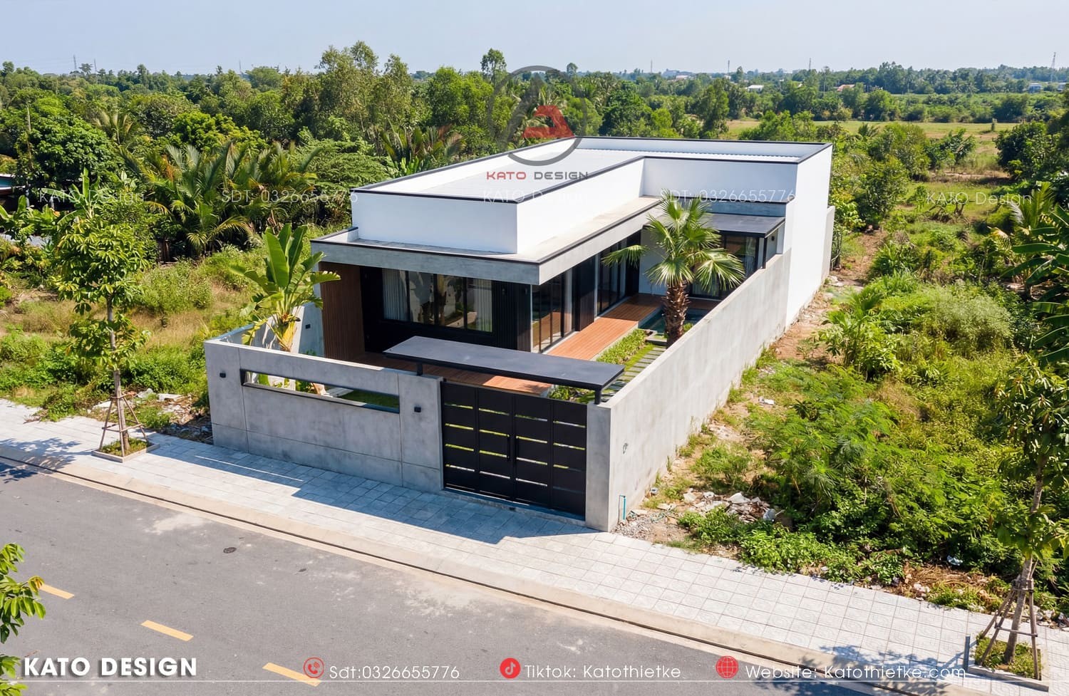 Mẫu nhà cấp 4 135m2 với thiết kế hình khối tối giản