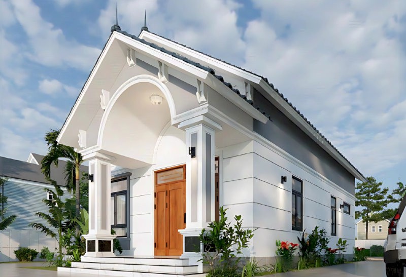 Nhà cấp 4 3 phòng ngủ 5x20 mái Thái màu sắc tươi sáng