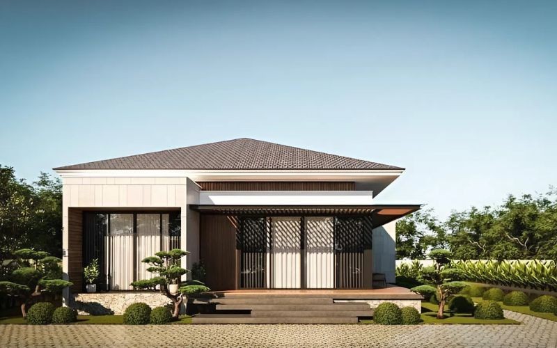 Nhà mái Nhật vuông thiết kế sang trọng