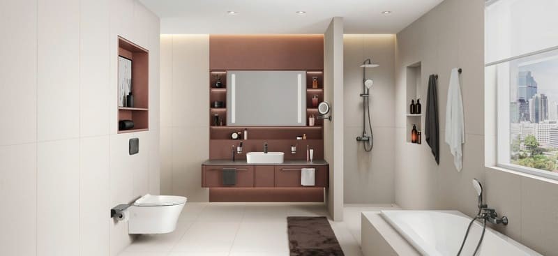 Thiết kế nhà tắm đẹp, đơn giản và thoáng đãng với tông màu sáng