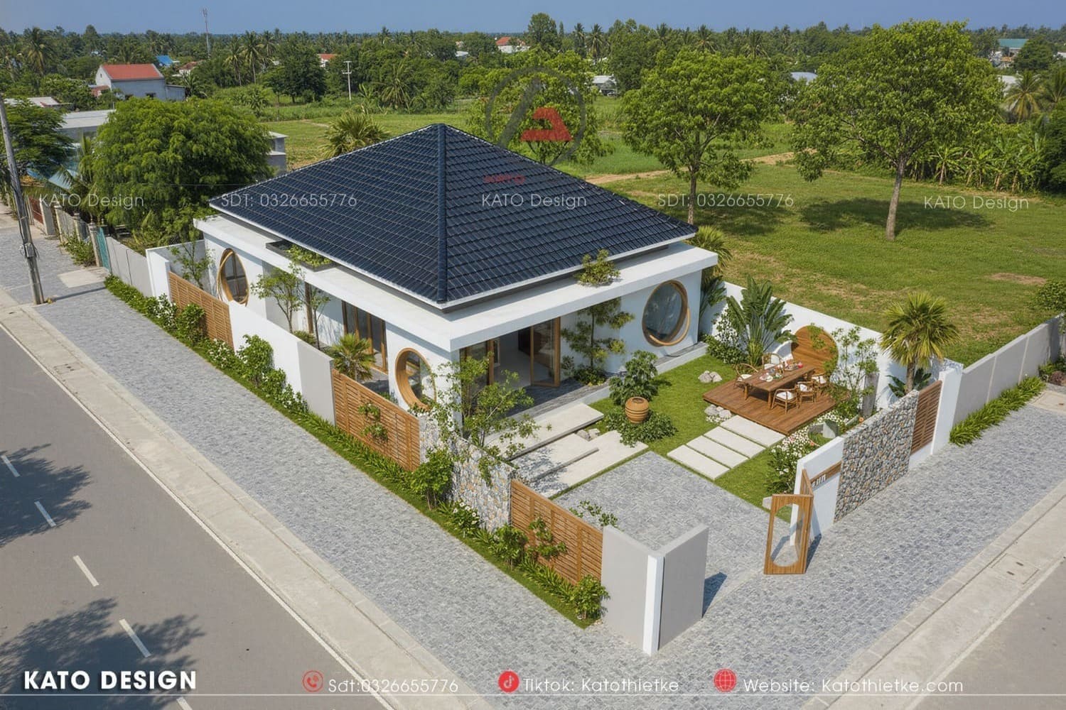 Toàn cảnh mẫu nhà vườn mái Nhật với thiết kế hiện đại