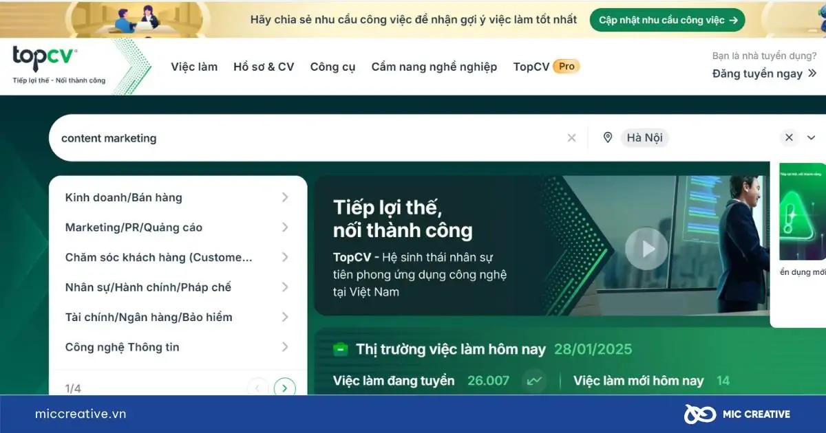 Trang review công ty TopCV