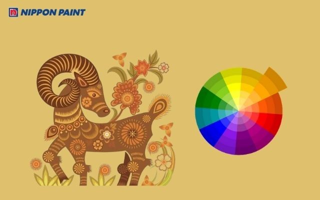 Một người đang suy nghĩ về việc lựa chọn màu sắc, với các bảng màu được hiển thị xung quanh, tượng trưng cho sự linh hoạt trong phối màu nhưng vẫn tuân thủ phong thủy