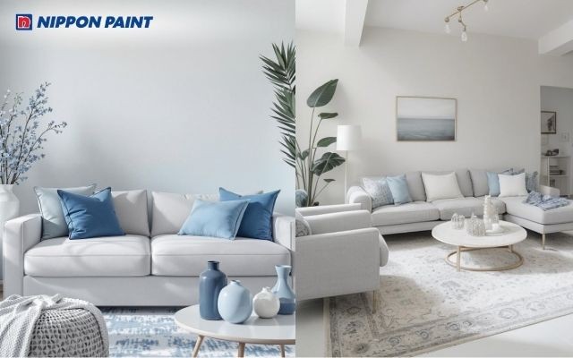 Xanh dương nhạt kết hợp trắng, cảm giác thoáng đãng