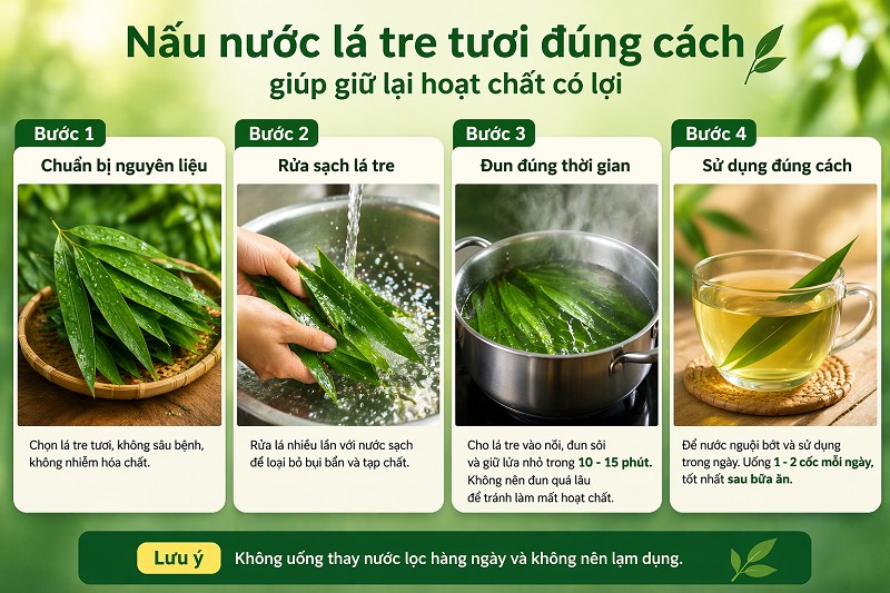 Nấu nước lá tre tươi đúng cách giúp giữ lại hoạt chất có lợi
