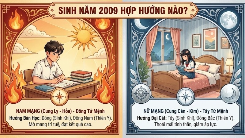 Hình ảnh minh họa hướng phong thủy hợp mệnh cho người sinh năm 2009