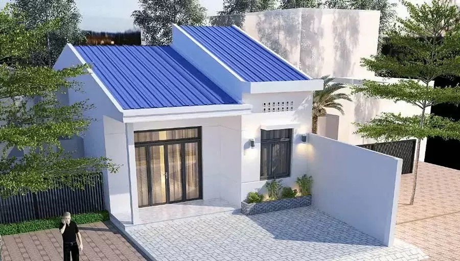 Mẫu nhà cấp 4 đẹp giá rẻ 300 triệu kết hợp mái tôn đơn giản