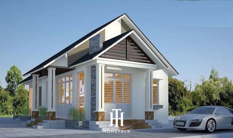 Mẫu nhà ống 1 tầng đẹp 3 phòng ngủ hình chữ L
