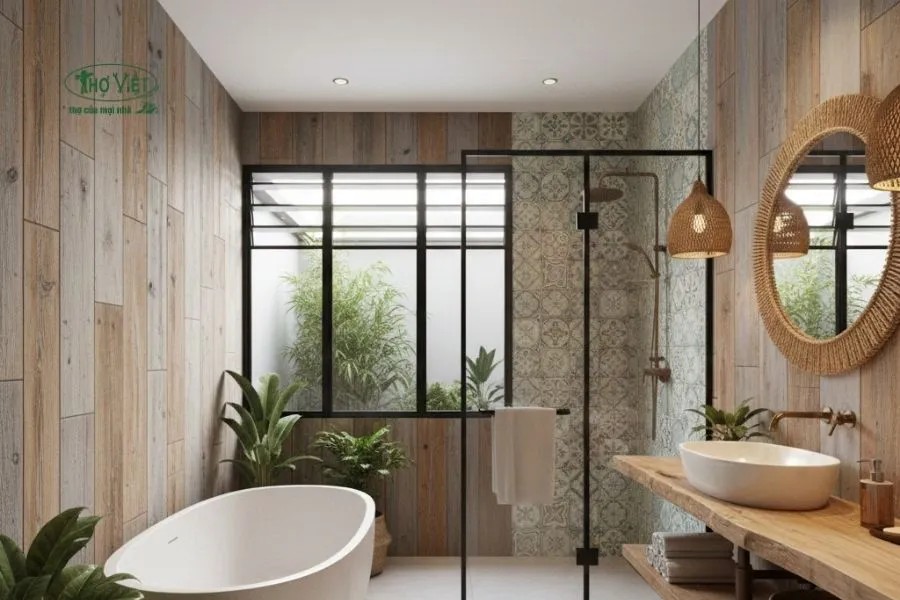 Thiết kế nhà tắm nông thôn đẹp theo phong cách hiện đại với nội thất tiện nghi