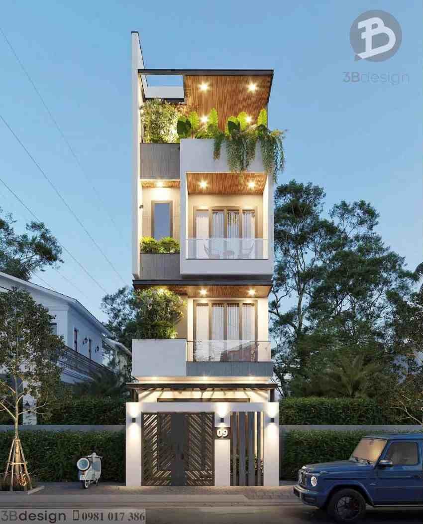 Mẫu thiết kế nhà ống 3 tầng 1 tum 5mx18m