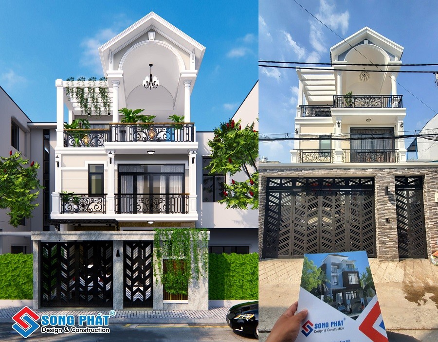 Mẫu nhà ống 2 tầng mái Thái với thiết kế sang trọng