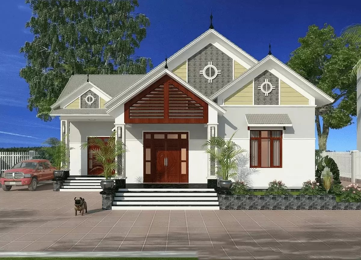 Mẫu nhà cấp 4 đẹp giá rẻ 300 triệu mái Thái đơn giản
