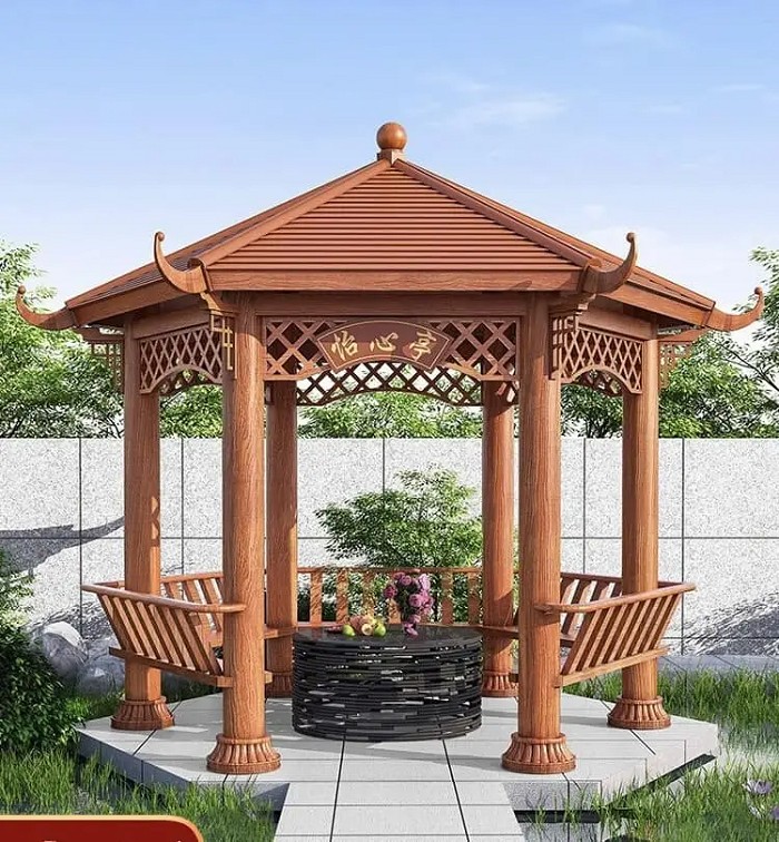 Nhà chòi sân vườn lục giác độc đáo dễ kết hợp cảnh quan, phù hợp không gian rộng rãi