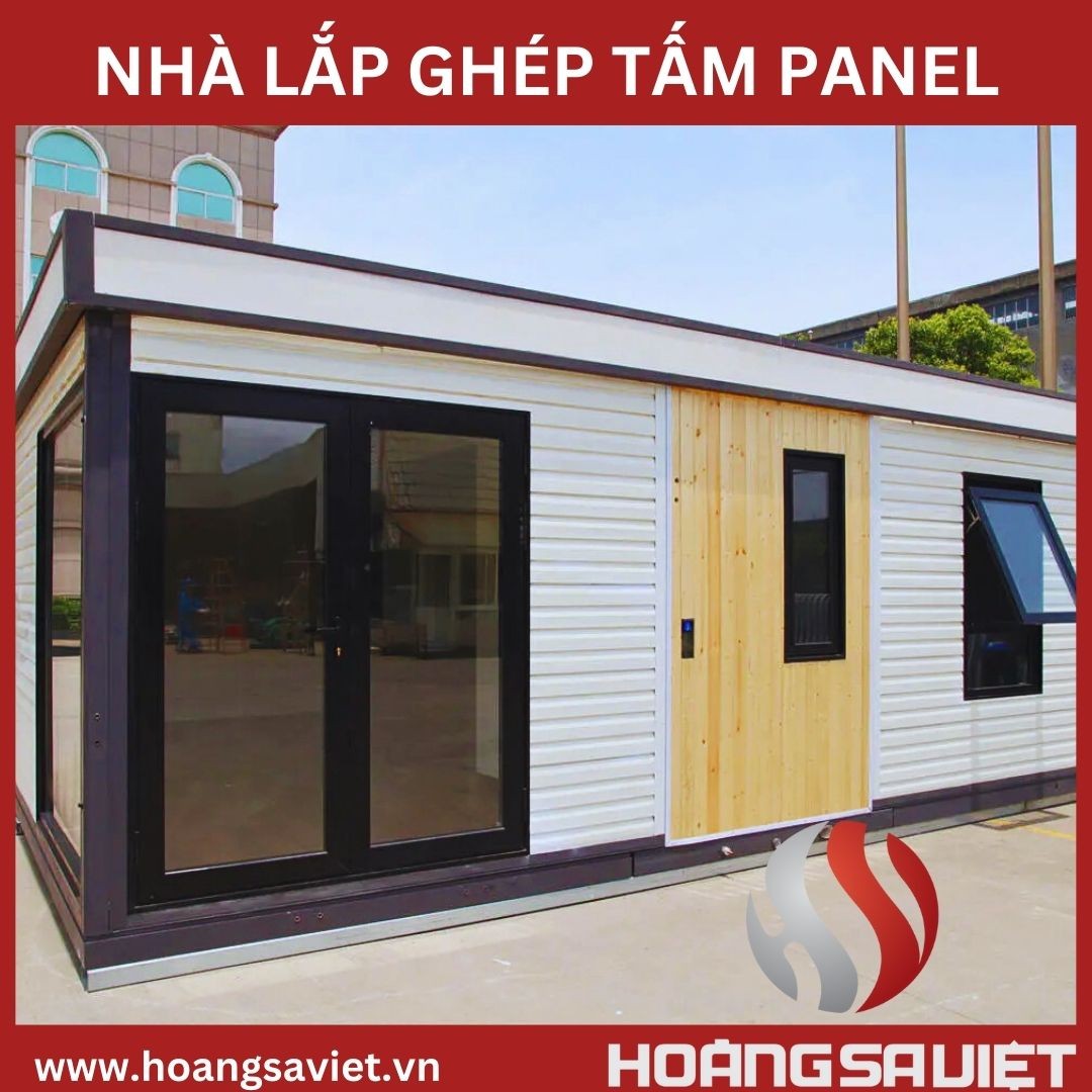 Mẫu nhà lắp ghép bằng tấm panel màu vàng ấm áp