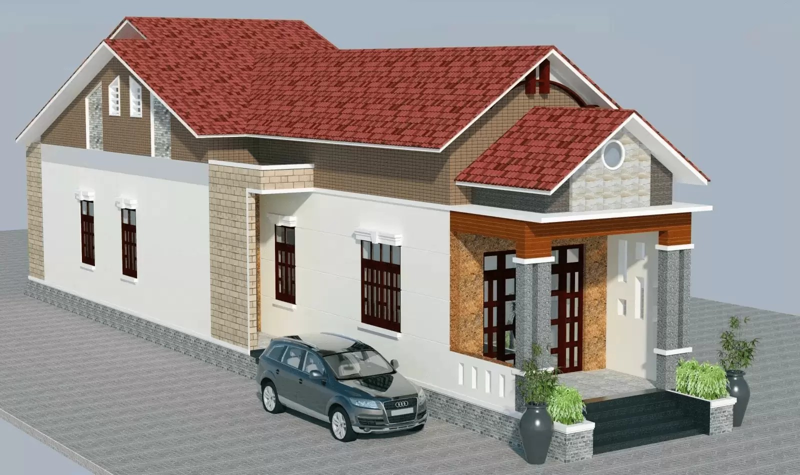 Mẫu nhà cấp 4 mái Thái nông thôn đẹp và hiện đại