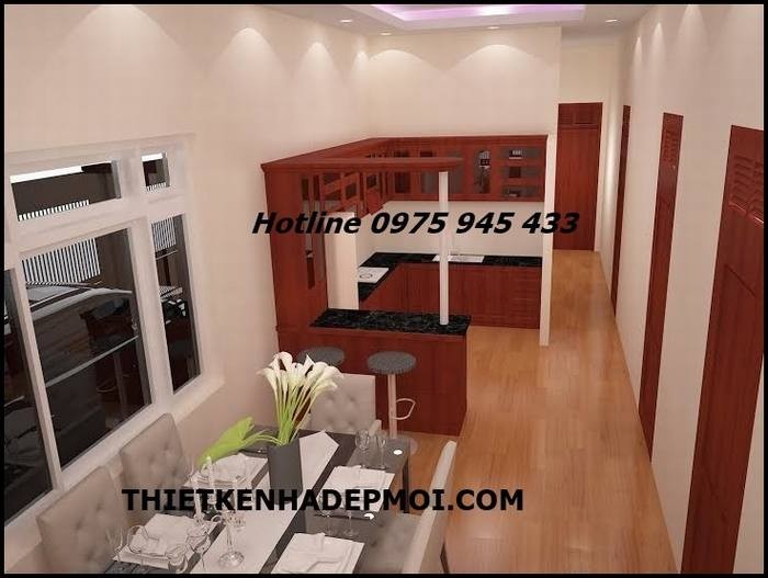 Phòng bếp và bàn ăn nhà cấp 4 6x20 đẹp