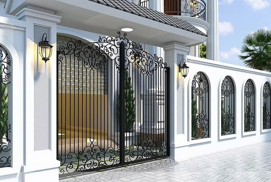 Trụ cổng có mái che chắc chắn