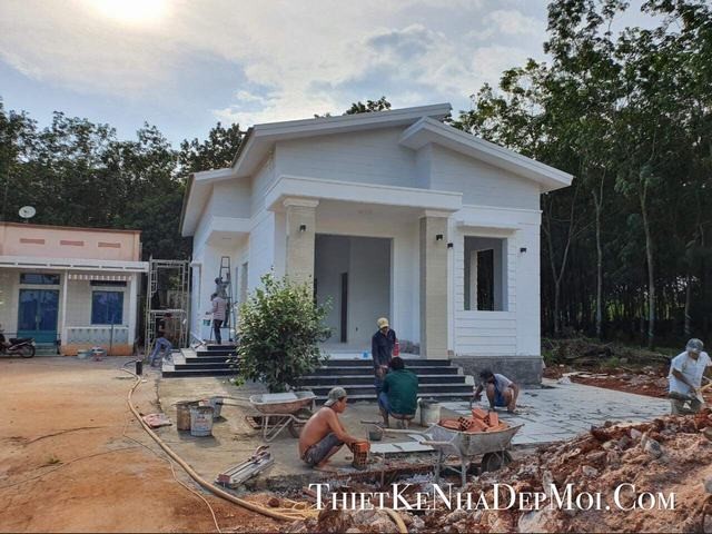 Hình ảnh xây nhà mái lệch 1 tầng 7x18m