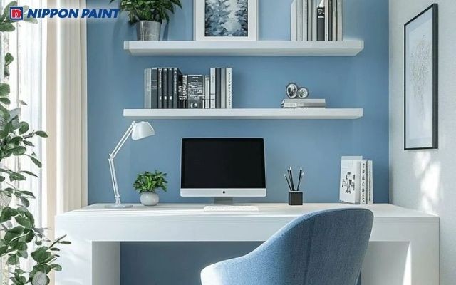 Phòng làm việc xanh dương truyền cảm hứng