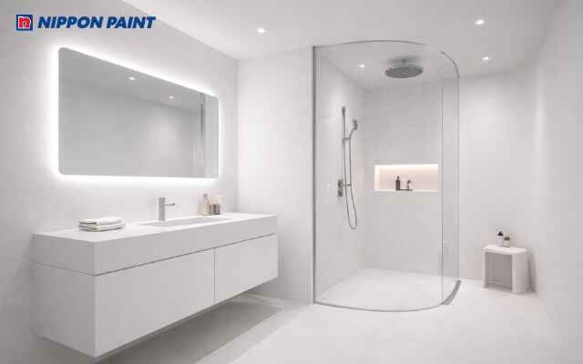 Màu trắng giúp phòng vệ sinh sạch thoáng, mở vượng khí, dễ thư giãn