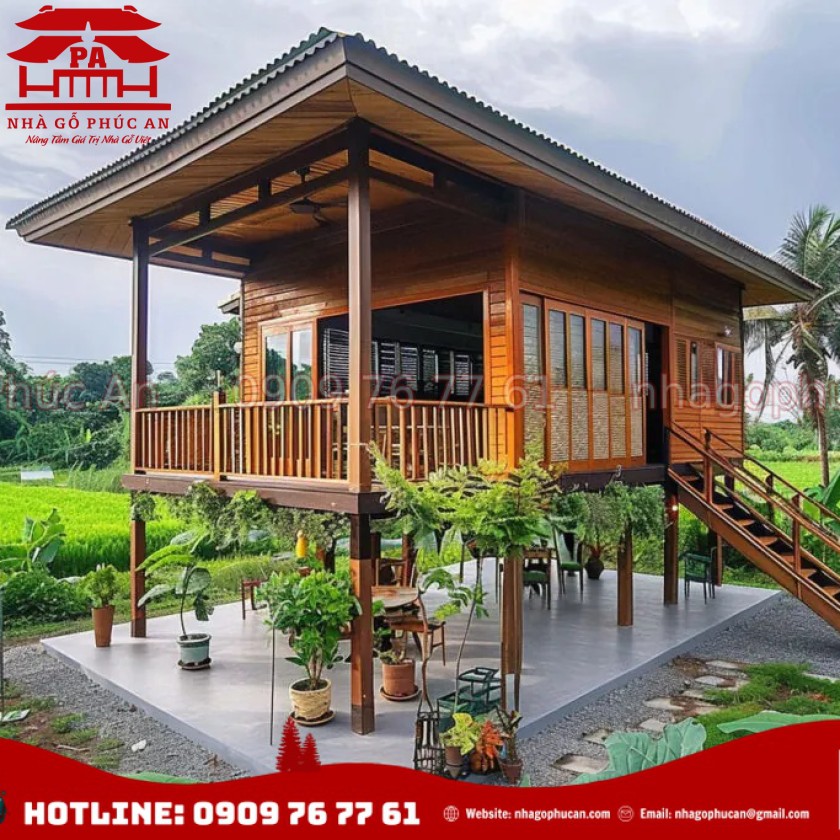 Mẫu nhà sàn mini 1 phòng ngủ với thiết kế đơn giản nhưng ấm cúng