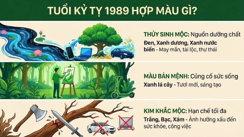 Tuổi Kỷ Tỵ 1989 hợp màu gì?
