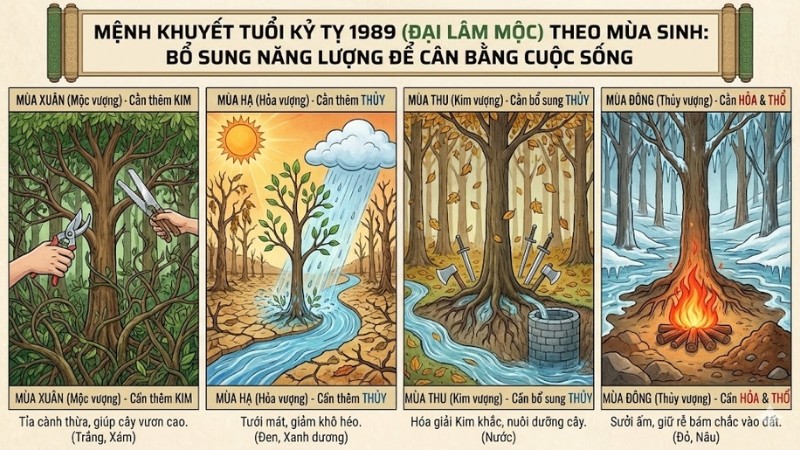 Mệnh khuyết tuổi Kỷ Tỵ 1989 theo mùa sinh
