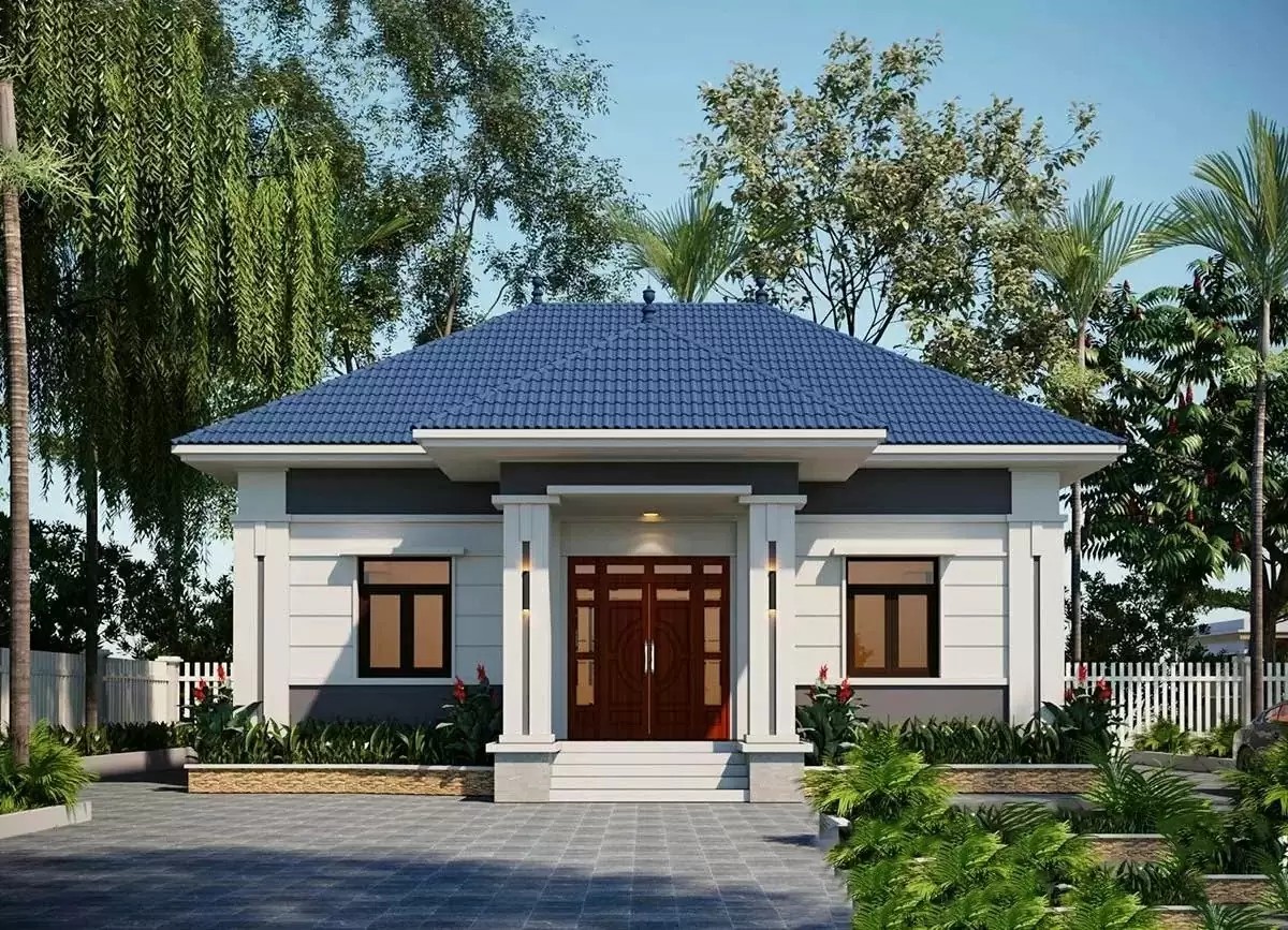 Mẫu nhà 2 mái Nhật 2 tầng ở nông thôn