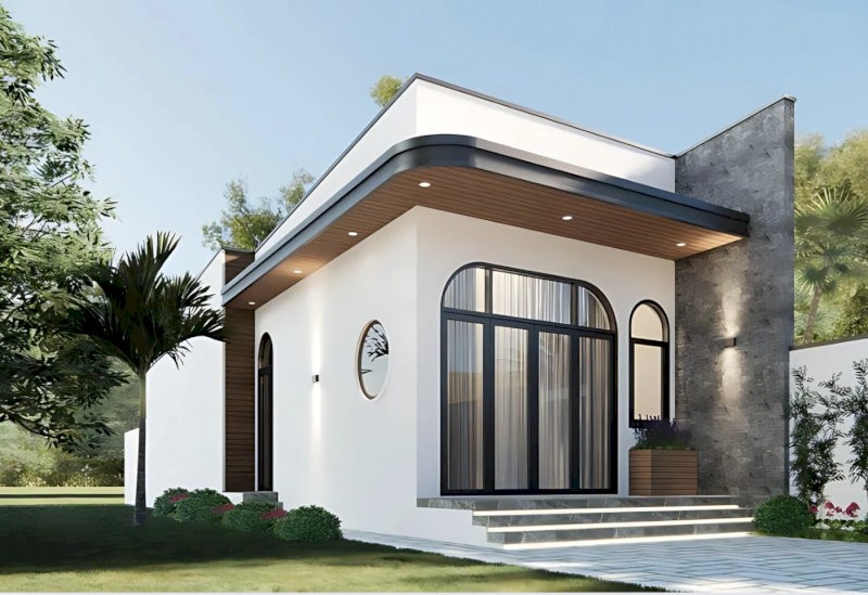 Mẫu nhà cấp 4 có gác lửng phong cách hiện đại