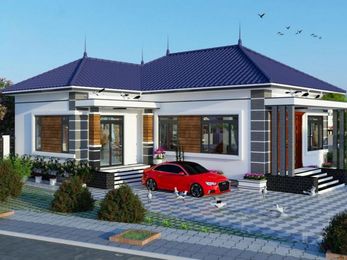 Nhà mái Nhật 1 tầng chữ L 4 phòng ngủ phù hợp gia đình đông thành viên