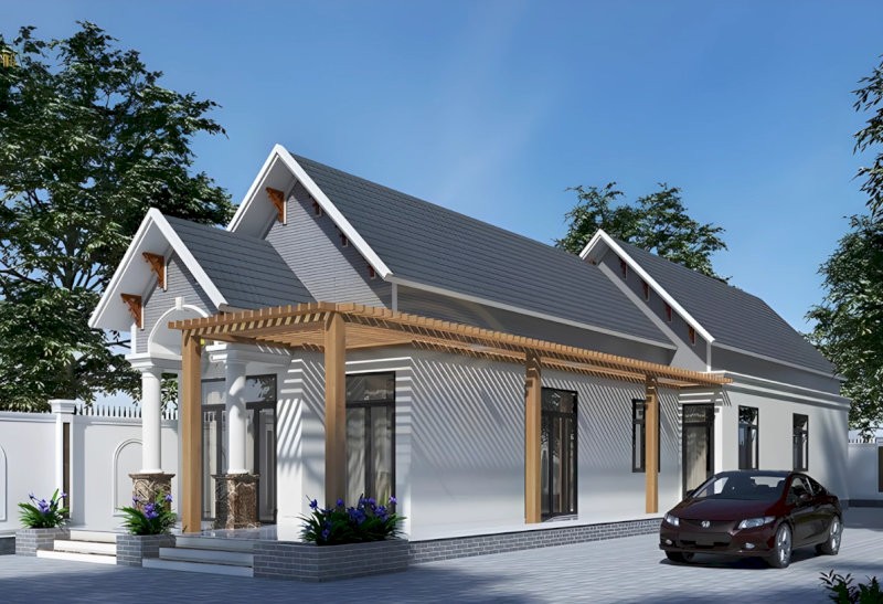 Nhà cấp 4 mái Thái giật cấp hiện đại