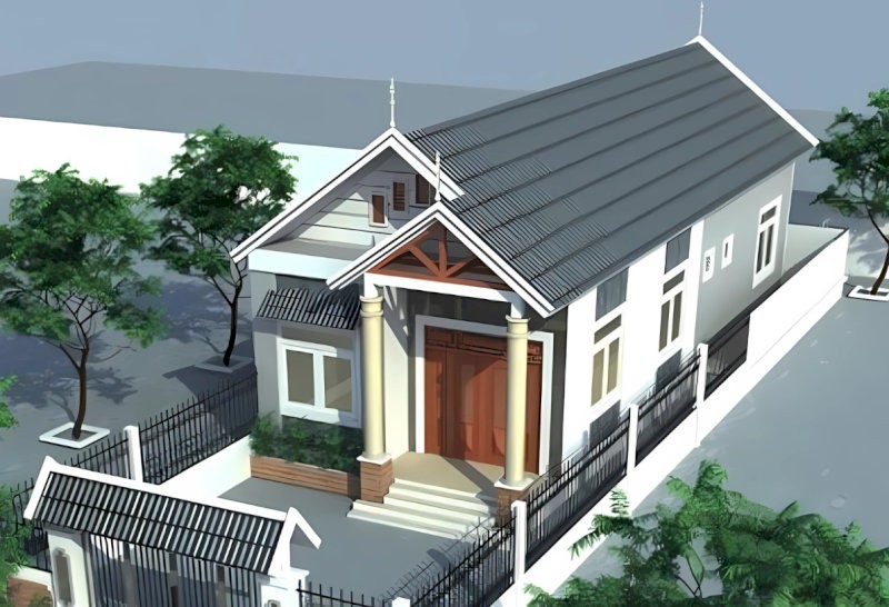 Nhà cấp 4 nông thôn với mặt tiền rộng rãi, thoáng