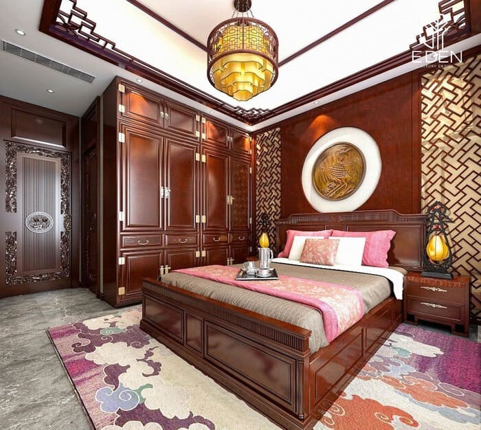 Mẫu phòng ngủ đậm nét truyền thống trong nhà kiểu Trung Quốc