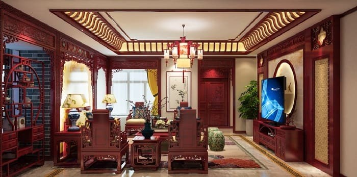 Gam màu đỏ được sử dụng nhiều trong nội thất nhà kiểu Trung Quốc