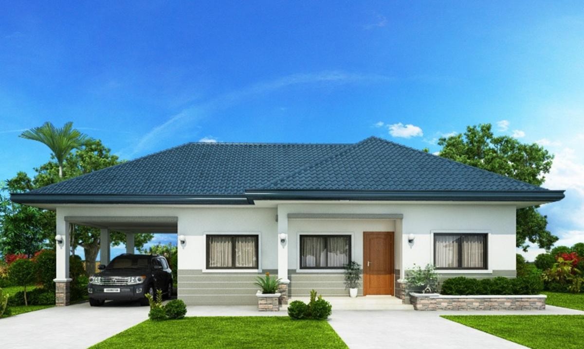 Nhà mái Nhật 1 tầng chữ L có gara ô tô giúp tăng sự tiện ích
